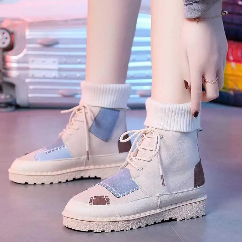 Новые зимние высокие женские ботинки на платформе вязаные носки мартинсы