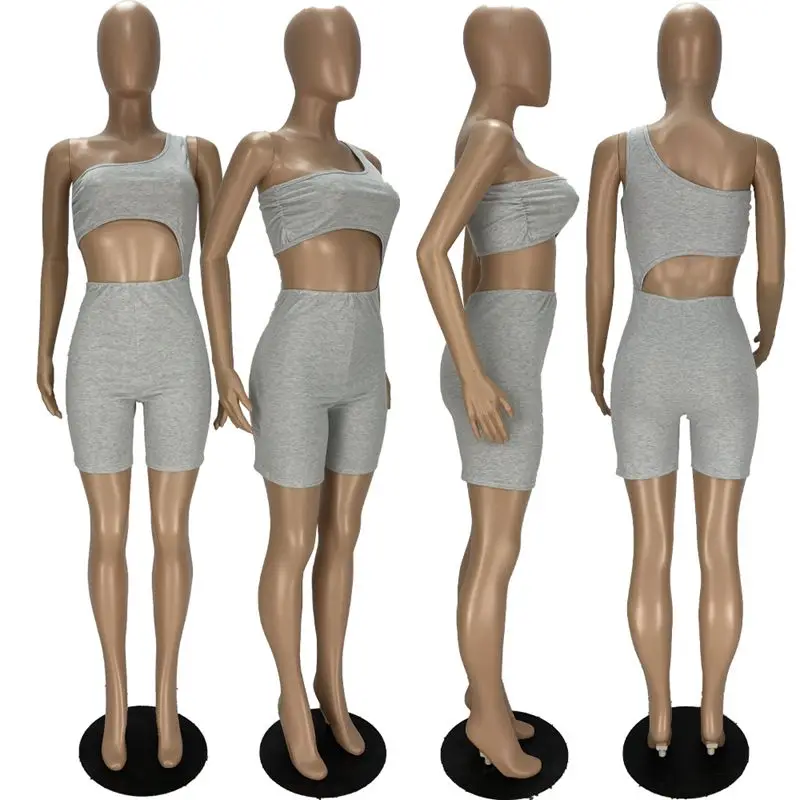 

ZKYZWX Bodycon Hole One Shoulder Playsuit One Piece Outfit Jumpsuit for 2021 Fashion Women Overalls Summer Aesthetic Clothes