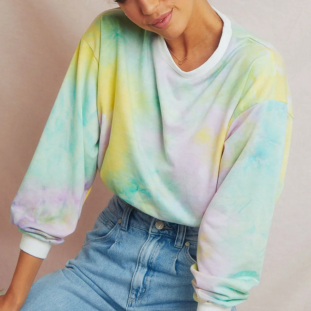 Женская толстовка с длинными рукавами и круглым вырезом Короткая Толстовка