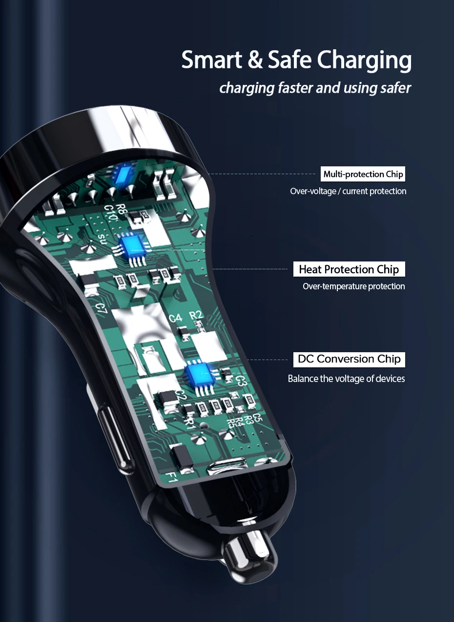 Обновленный светодиодный дисплей Быстрая зарядка QC 3,0 Dual Usb Автомобильное зарядное устройство автоматическая зарядка автомобильное зарядное устройство адаптер для Xiaomi mi A3 красный mi Note 8 Pro