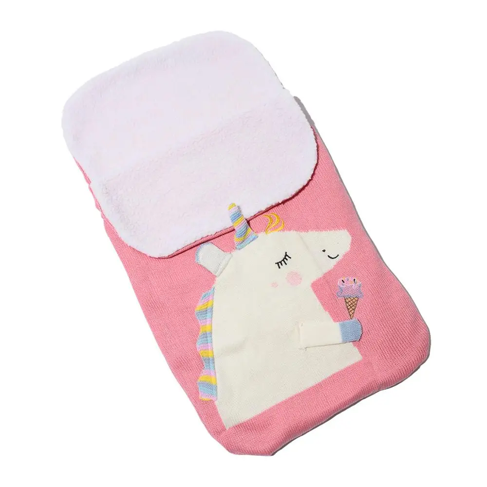 Зима 2018 хит продаж детский спальный мешок с единорогом и бархатный вязаный