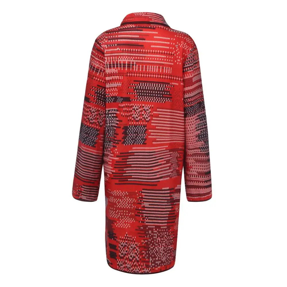 Женское шерстяное пальто кардиган с отложным воротником и длинными рукавами