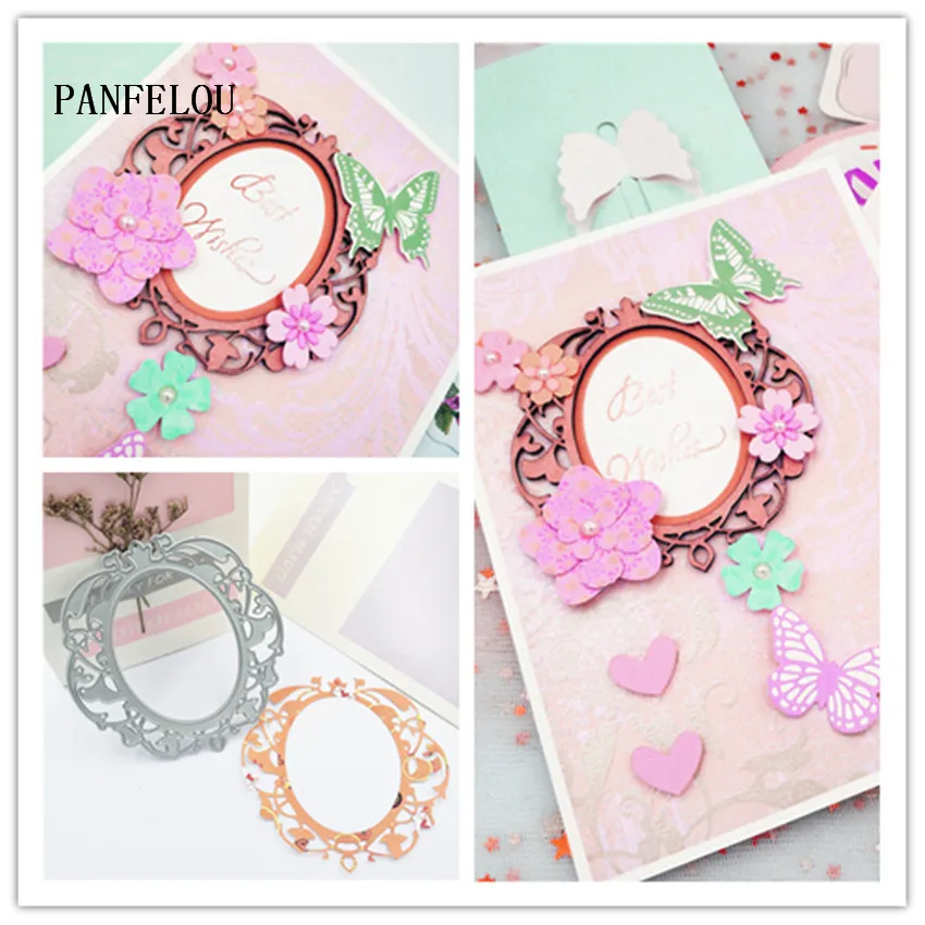 

PANFELOU elliptical mirror Scrapbooking DIY Halloween Embossing mould card paper die stencils punch Metal cuts dies cutting