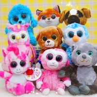 ty beanie boos big eyes teddy dog parrot fox monkey penguin unicorn plush stuffed animal bedside toys doll gift for kids 15cm