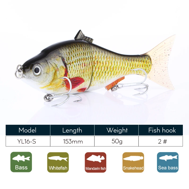 Agoie Fishing Lures 2 Segmented Slider 6in 51g Performance Swimbait Bass Fishing Tackle Floating Glider Metal Jointed Shad Bait enlarge