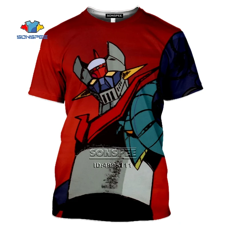 Футболка Mazinger Z Мужская/женская с 3D принтом тенниска японским роботом из аниме