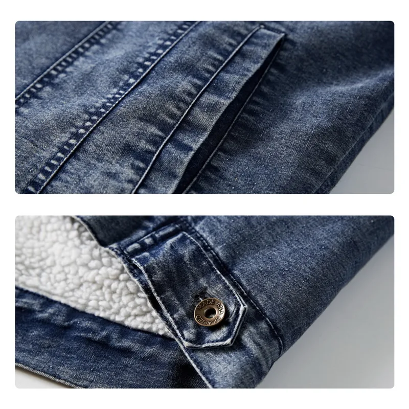 Vertvie Мужская зимняя джинсовая куртка Повседневная Толстая Флисовая теплая