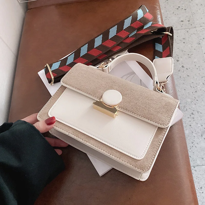 

New 2021 Fashion Women PU Leather Hasp Shoulder Cross Body Bags Vintage Female Contrast Color Purses Messenger Bag Girls Handbag