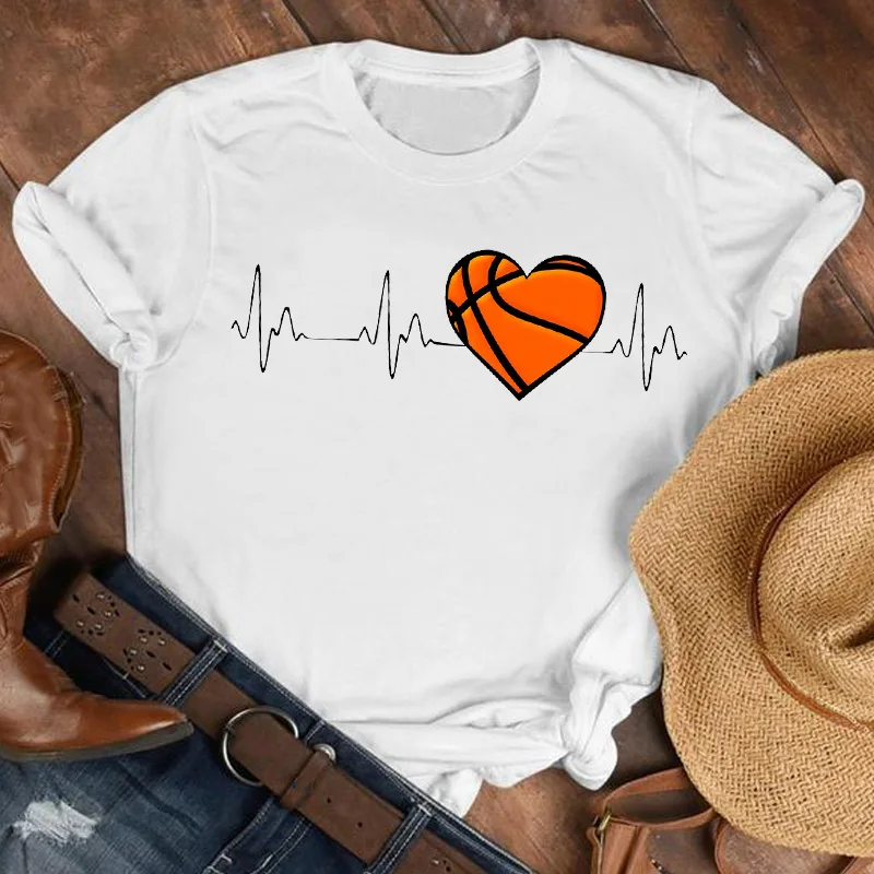 Футболка женская с принтом баскетбола милая Модная рубашка 90 х топ графическим