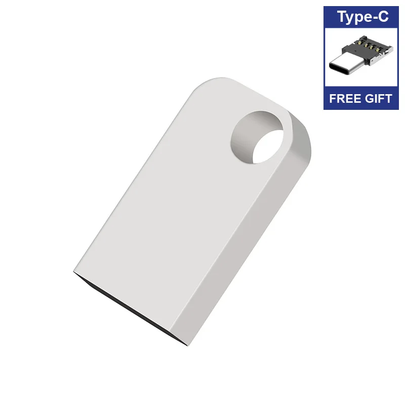 Silver-Typec Супер мини металлический usb флэш-накопитель 64 ГБ 32 ГБ 16 ГБ 8 ГБ 4 ГБ геометрическая форма Подарочный адаптер Typec - Цвет: Silver-Typec