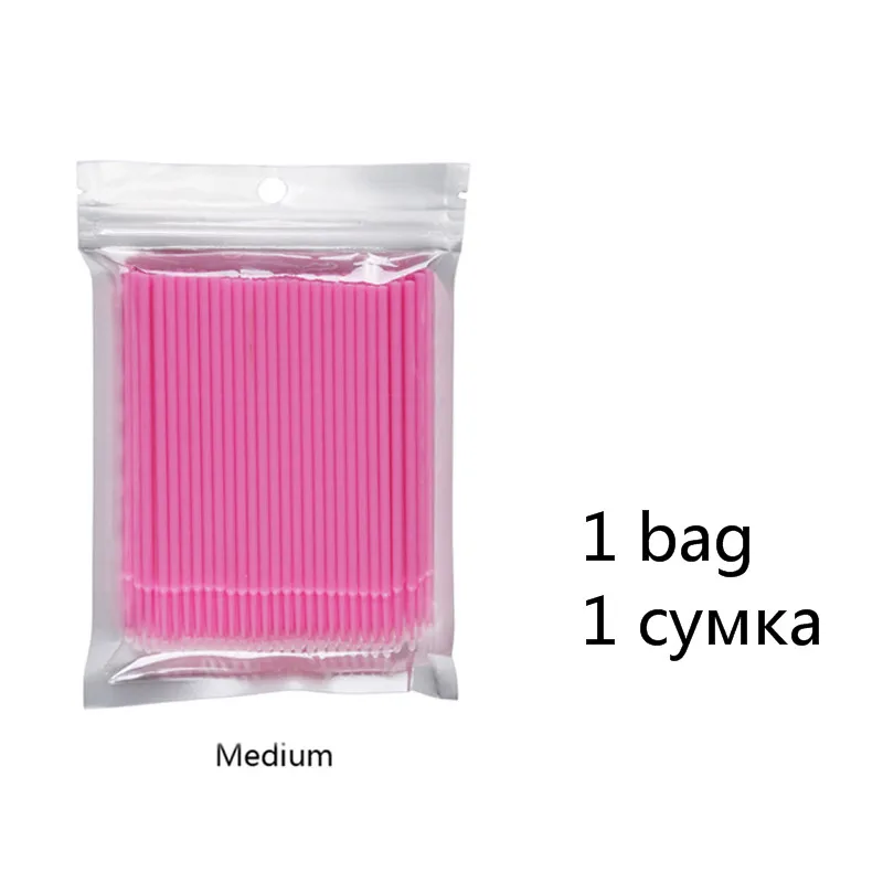 Pink-1 Fadvan 100 шт./лот Микро Кисти для ресниц щетки для нанесения клея Наращивание ресниц без ворса одноразовые аппликаторы палочки инструменты для макияжа - Handle Color: Pink-1