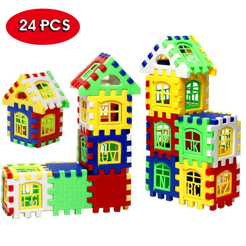 24 шт., Детский конструктор «домик»