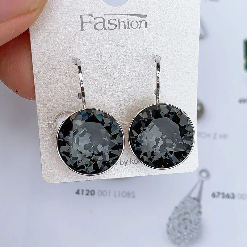 Женские круглые серьги гвоздики Bella из австрийского хрусталя роскошные