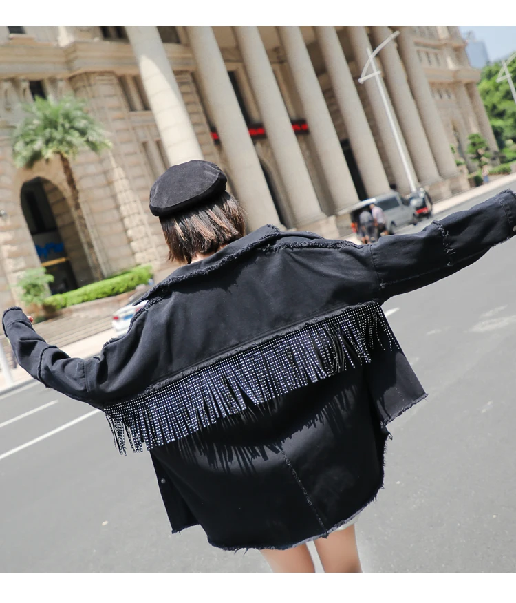 Новинка модная Свободная куртка Hebaoli в стиле пэчворк с кисточками и длинными