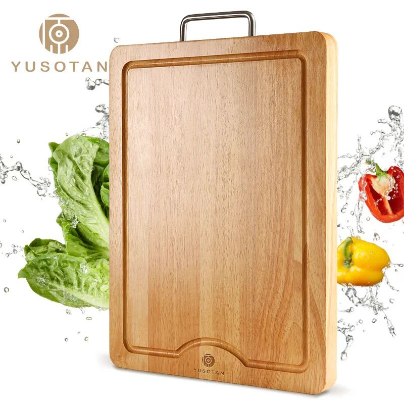 

YUSOTAN wood cutting board with handle made of solid whole wood 38*28*2CM durable no paint no wax solid wood board single cut