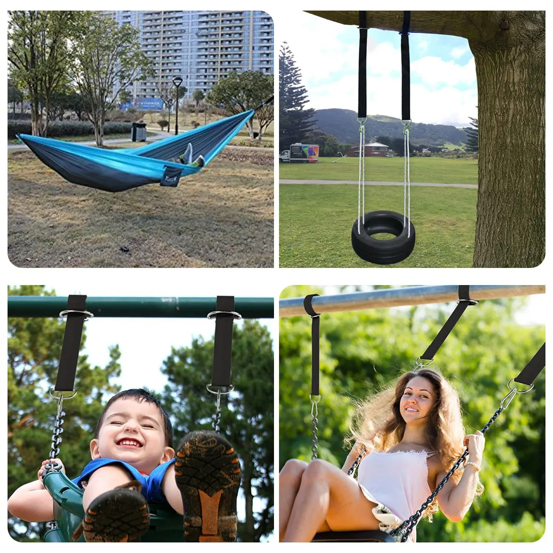 

Swing Hammock Tree Mat Hanging Kit Strap Carabiner Camping Garden Swing Fittings for Outdoor Playing Sport Decoration