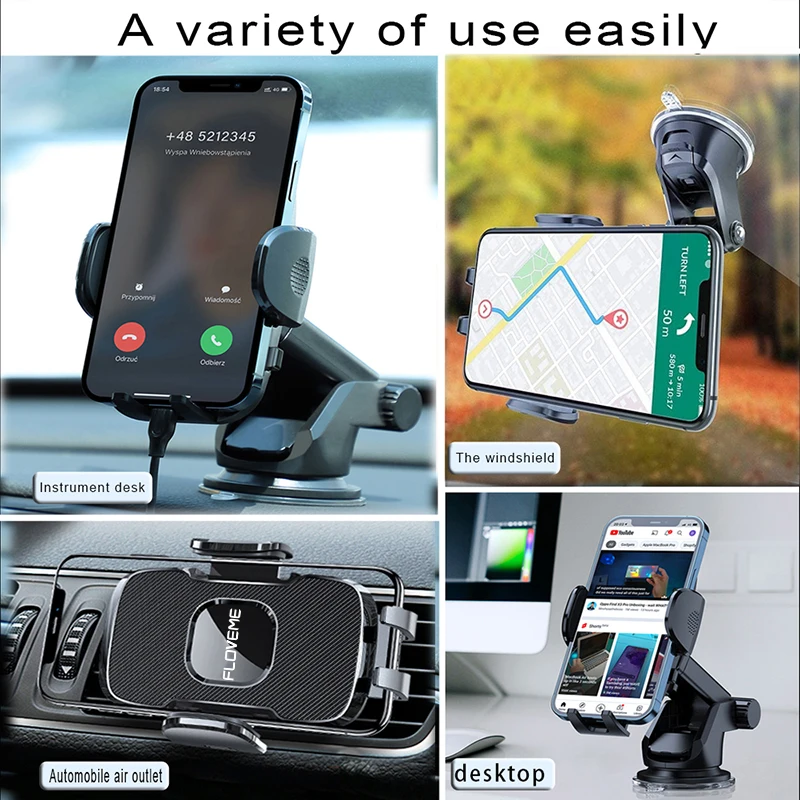 floveme car sucker phone holder for iphone 13 12 dashboard windshield mobile phone holders in car gps mount universal stands new free global shipping