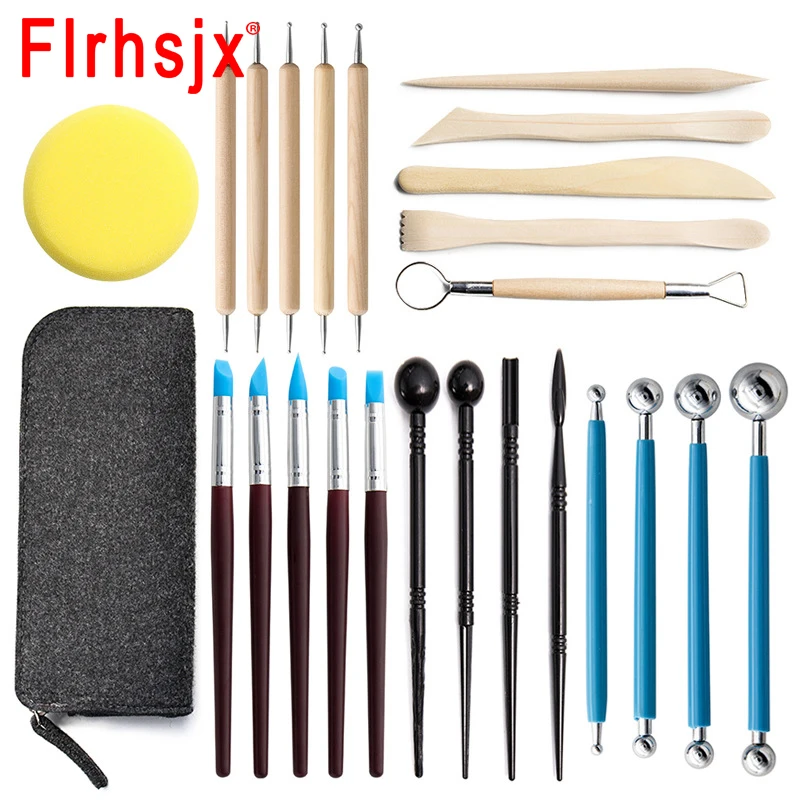 

25pcs/set Polymer Clay Tools Clay Sculpting Kit Sculpt Smoothing Wax Carving Pottery Ceramic Shapers Modeling Carved Tool DIY