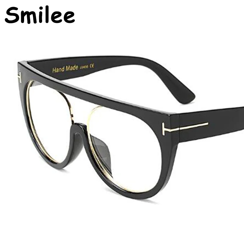 Модные прозрачные очки с плоским верхом простые без градусов сиамские большие