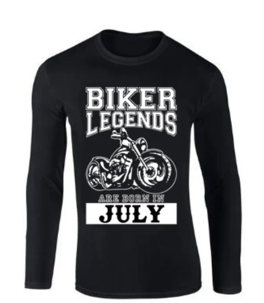 

T Shirt Fashion Printed T-Shirt Pure Cotton Men Biker Legends Are Born In July T Shirt Motorbike Motorcycle Dad Birthday unisex