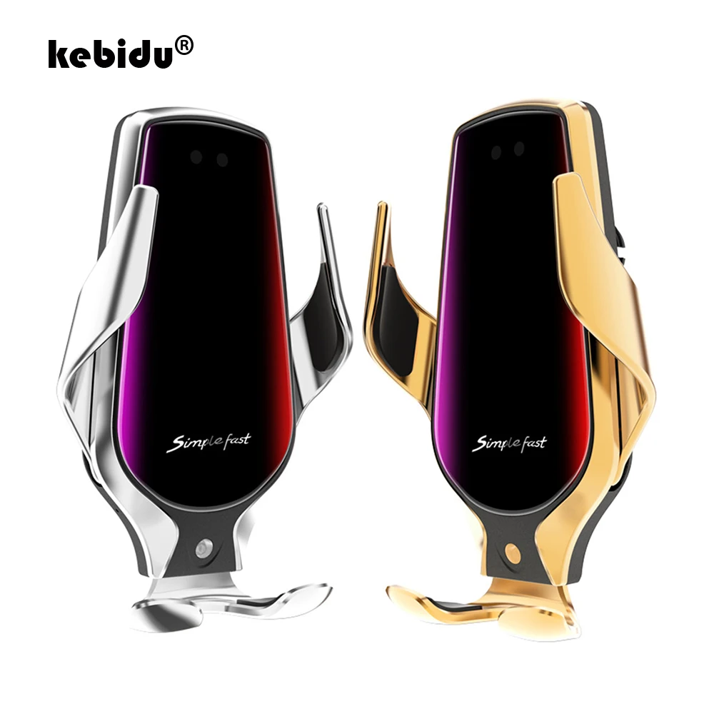 Kebidu R3 10 Вт автомобильное беспроводное зарядное устройство инфракрасная индукция Qi Беспроводное зарядное устройство Автомобильный держатель телефона автоматический зажим для IPhone huawei