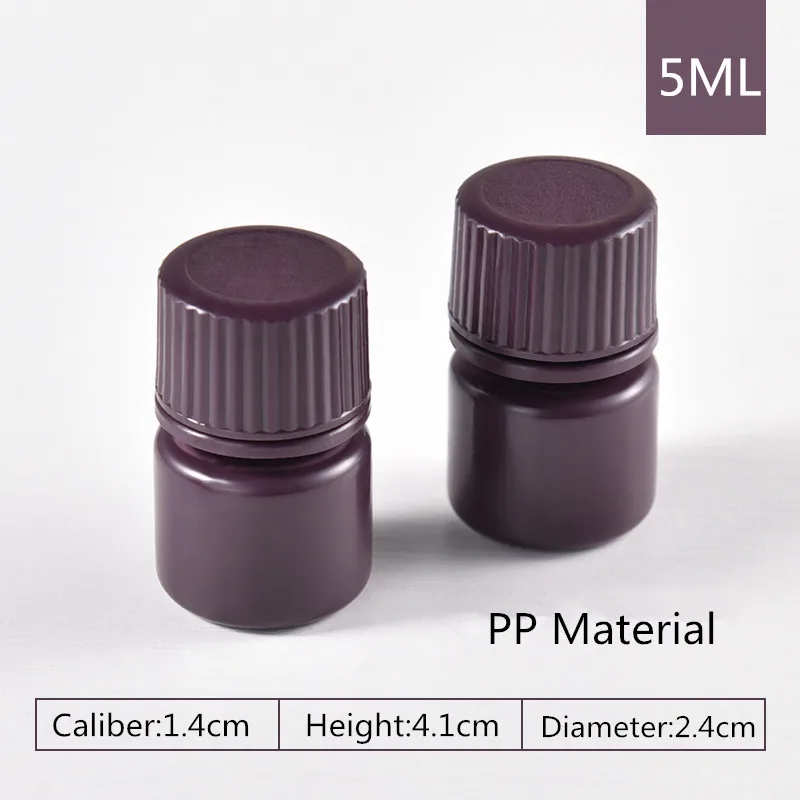 5ML brown 2 шт./лот многоразовые пластиковые бутылки с широким горлышком с винтовой крышкой пищевой Полипропиленовый Контейнер 5 мл-500 мл - Цвет: 5ML brown