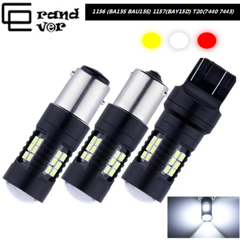 2 шт. светодиодный светильник T20 7440 P21W BA15S PY21W BAU15S Canbus 21 Вт 1156 21SMD супер яркий BAY15D 3030