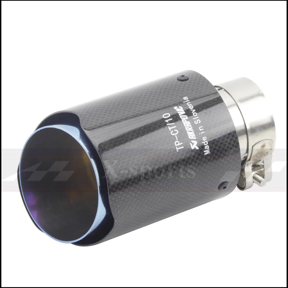 Akrapovic плотная переплетенная Глянцевая углеродистая Автомобильная выхлопная системный глушитель обычный наконечник выхлопная труба универсальная прямая Черная Нержавеющая Сталь