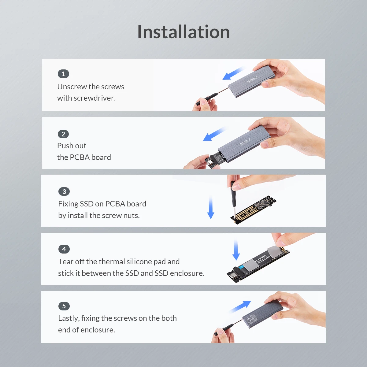 Чехол ORICO Nvme NGFF M.2 SSD 10 Гбит/с USB C жесткий диск корпус с кабелем type-C поддержка UASP отделка Поддержка Функция Smart Sleep