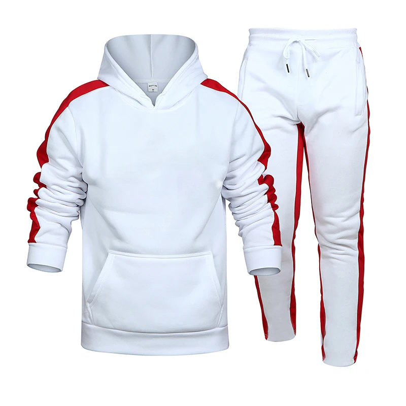 Men's Striped Tracksuits 2 Pieces Sets New Autumn Winter Fashion Casual Fitness Hoodie and Sweatpants Male Sportswear Plus Size