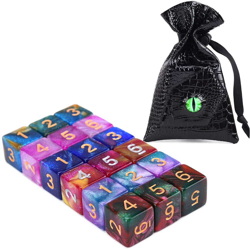 18 шт. D6 Galaxy Туманность игральные кости со шнурком для настольных игр DND ролевая
