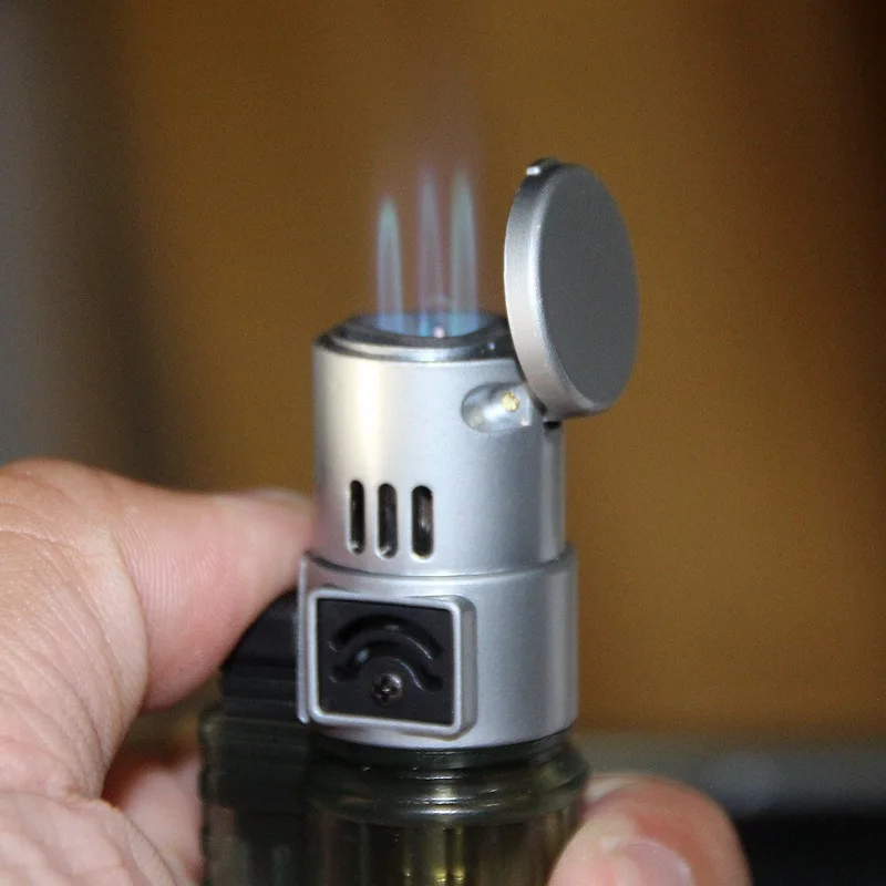 

Inflatable Lighter Three Straight Circular Creative Small Spray Gun Welding Torch Lighter Tobacco Accessories Good Gift for Men