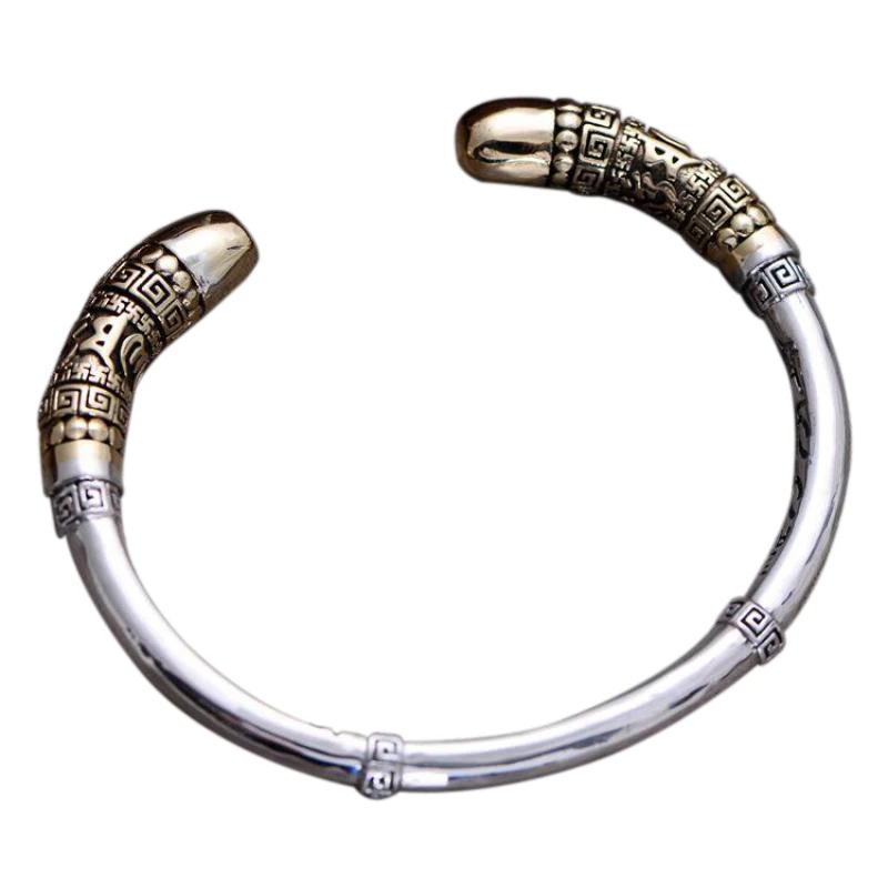 Мужской винтажный Браслет манжета из серебра 925 пробы|Гибкие и жесткие браслеты| |