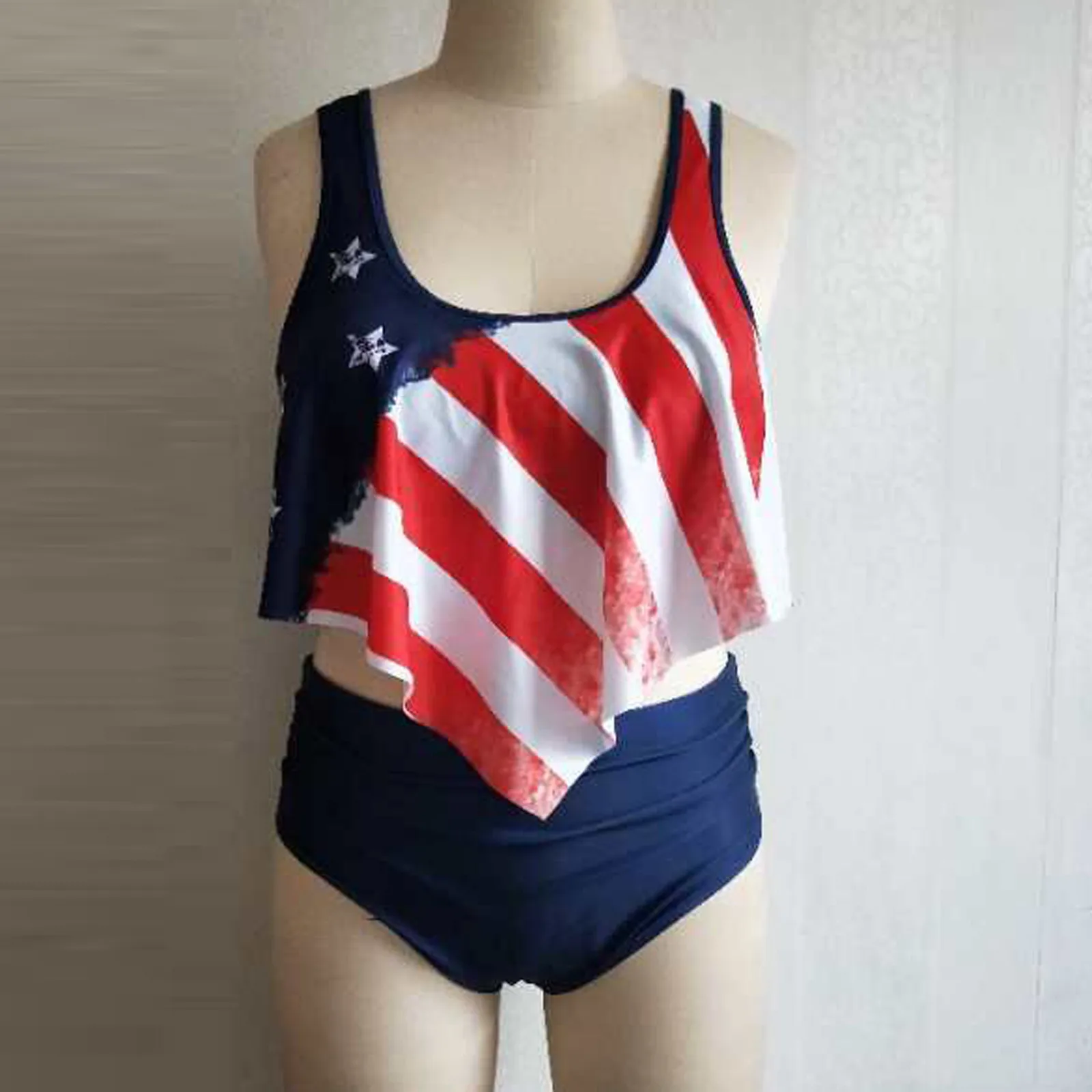 Женский модный купальник из двух частей с большим толстым цветным принтом