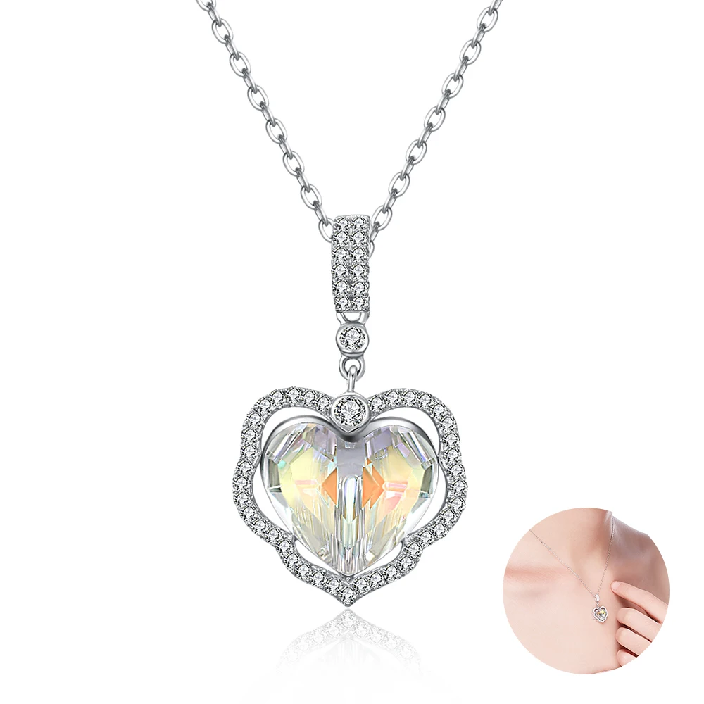 

Irregularity Heart Necklace For Women 925 Sterling Silver Original Design Fine Crystal Classic Jewelry Valentine Day Female Gift
