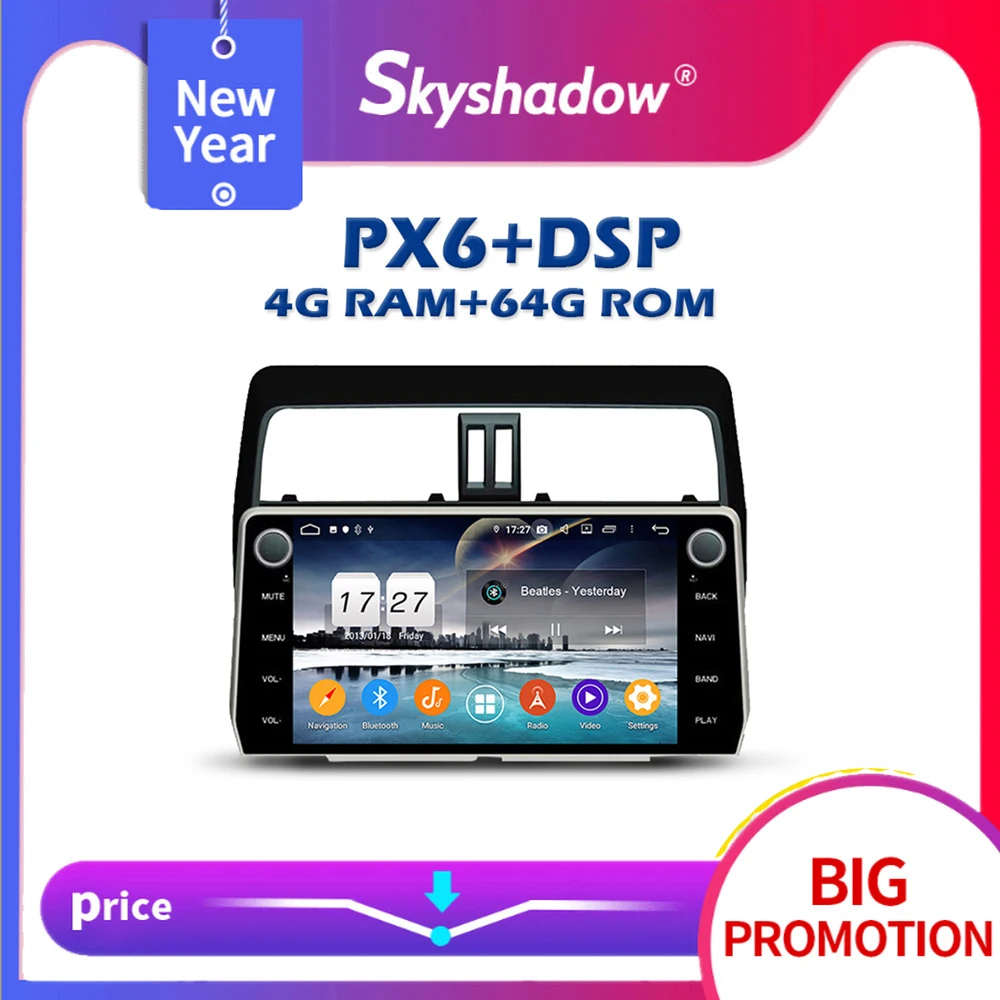 PX6 автомобильный DVD плеер DSP IPS TDA7851 Android 10 4 Гб + 64 Wi Fi Bluetooth 5 0 Радио RDS GPS Google map для Toyota