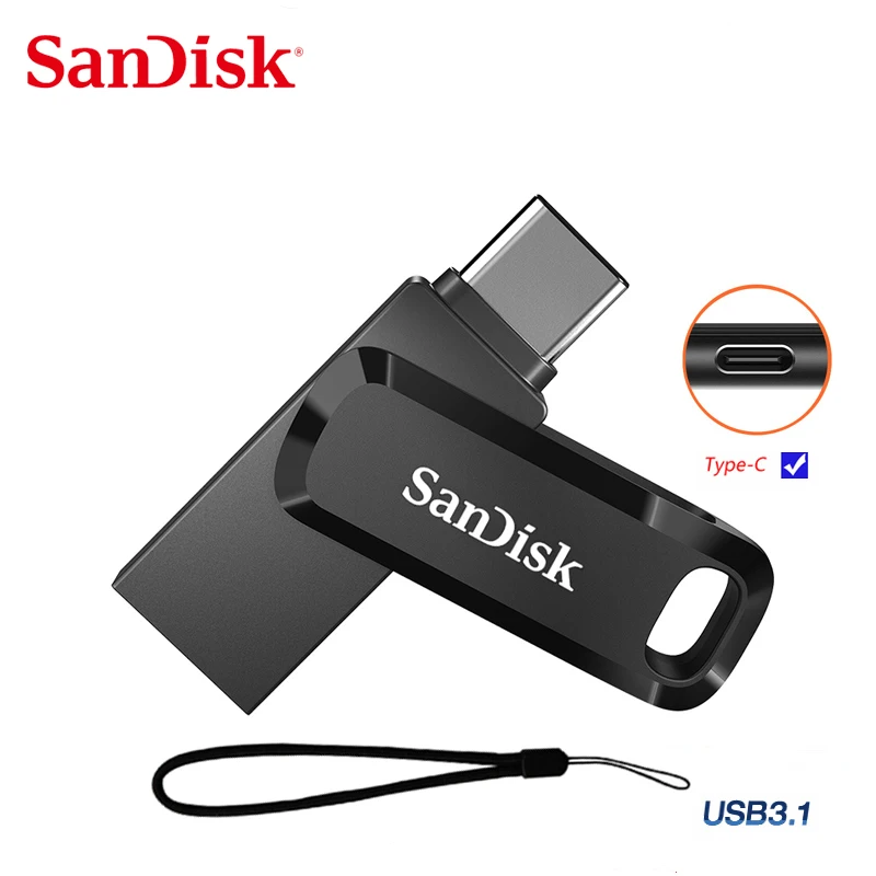 Sandisk USB флэш диск Ultra Dual Drive Тип Type C 3 1 флеш накопитель 128 ГБ 256 памяти на 32 64 Гб для