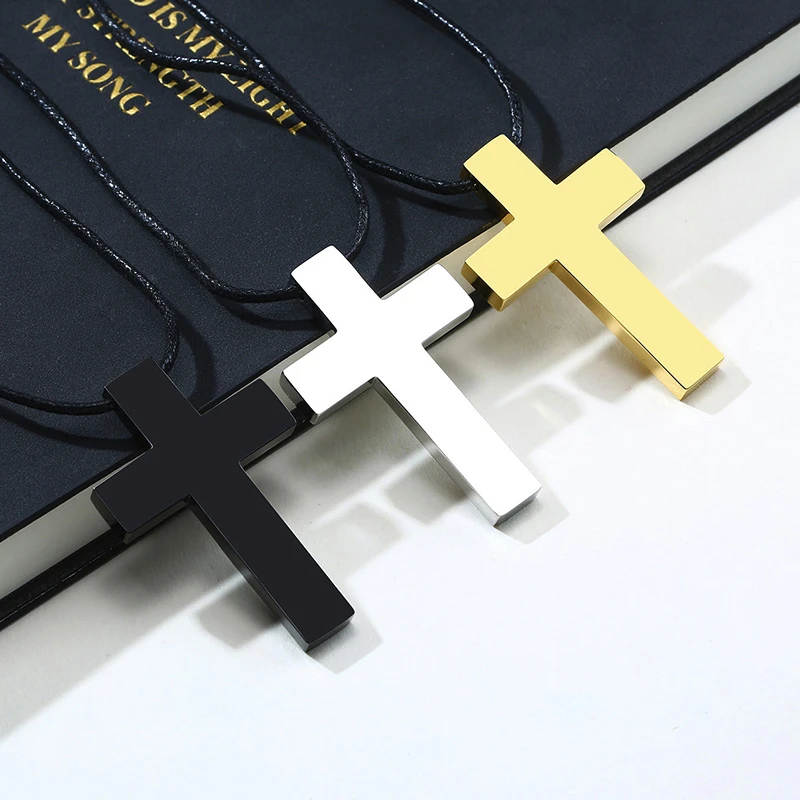 Базовое женское ожерелье из нержавеющей стали разные цвета крестообразное