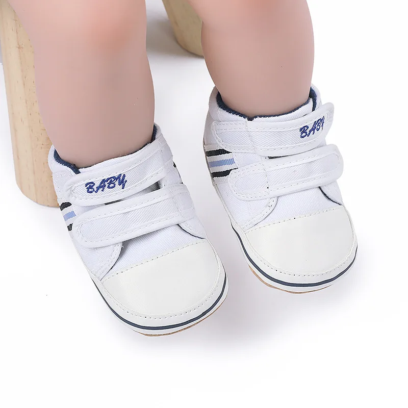 

Baby Boys Girls First Walkers 2020 New Fashion Toddler Sporty Shoes Hook Loop Cotton Baby Striped Velcro Shoes Infant Crib Shoes