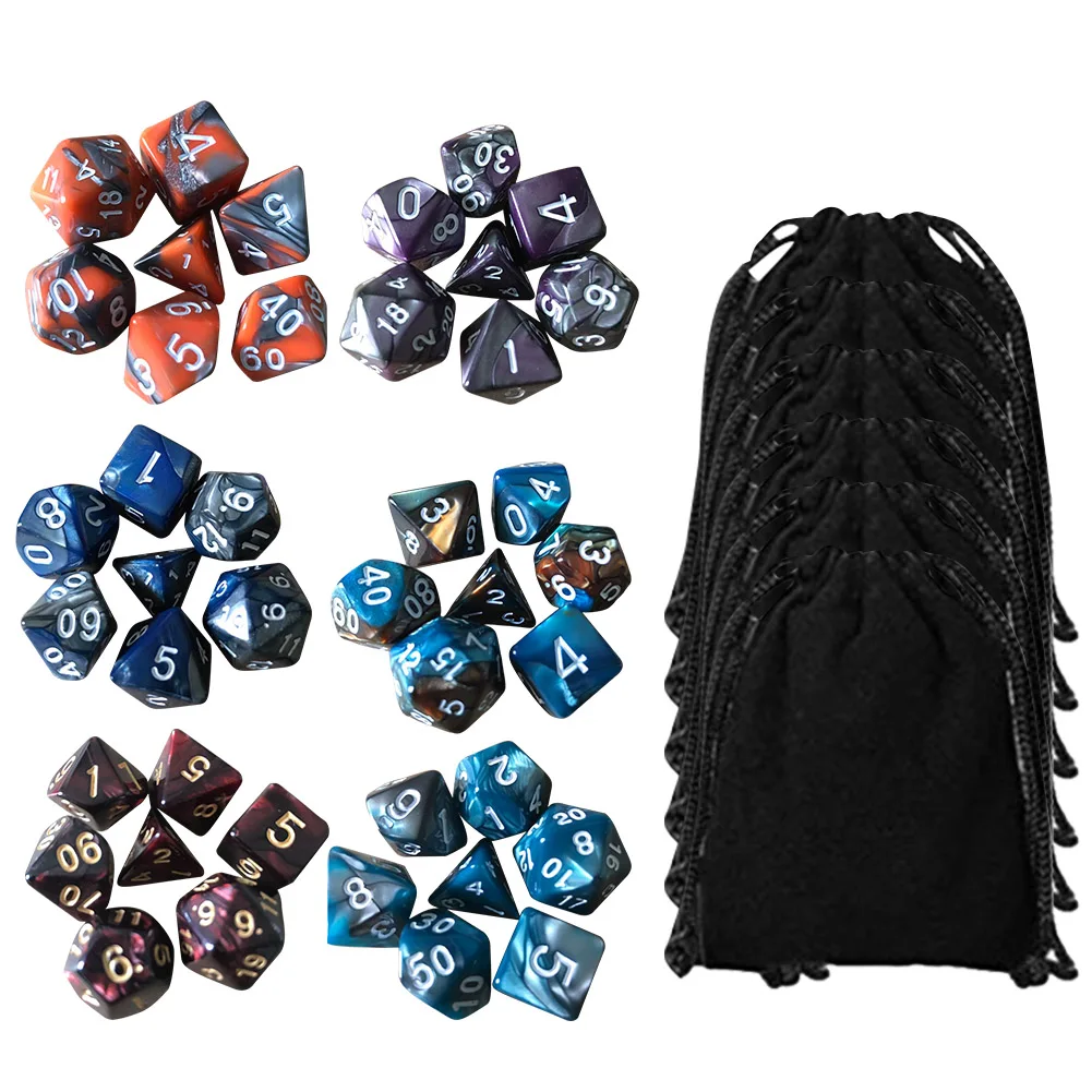 

42pcs Party Bar KTV Entertainment Polyhedral Dice Set Double Colors Number Home Combinable Easy Read Table Game Toys With Bag
