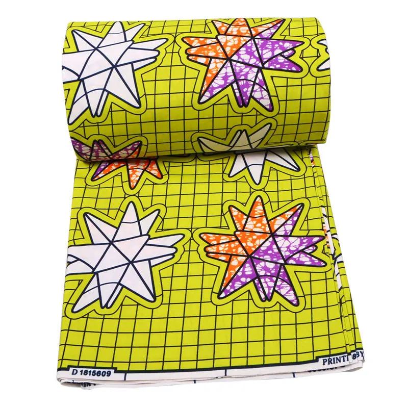 

2020 Real Wax Yellow Print Fabric Pagne African Fabric Wax 6Yards\set