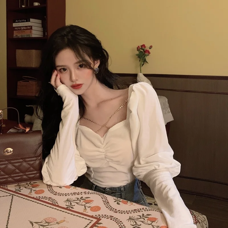 Женская шифоновая блузка с пышными рукавами |