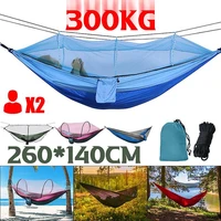 portable camping hammock with mosquito net pop up frame outdoor parachute hammocks anti rollover garden swing bed 260x140cm