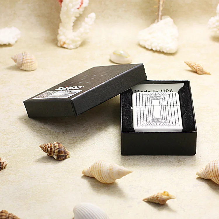 

Genuine Zippo oil lighter copper 3D vision White matte paint cigarette Kerosene lighters Gift With anti-counterfeiting code