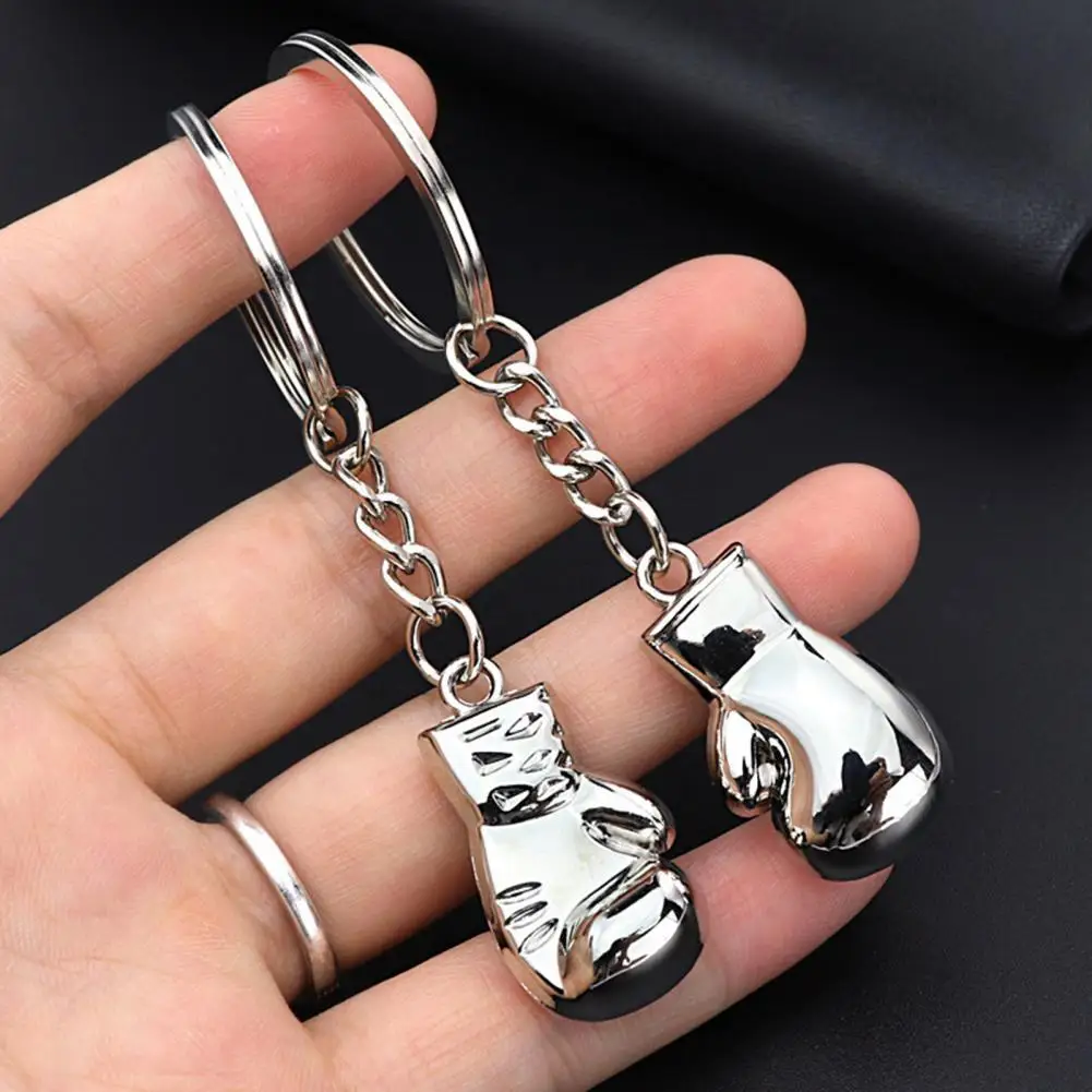 

Souvenir 2Pcs Universal Mini Boxing Pendant Keyring Electroplating Technology Boxing Keychain Anti-scratch for Decor