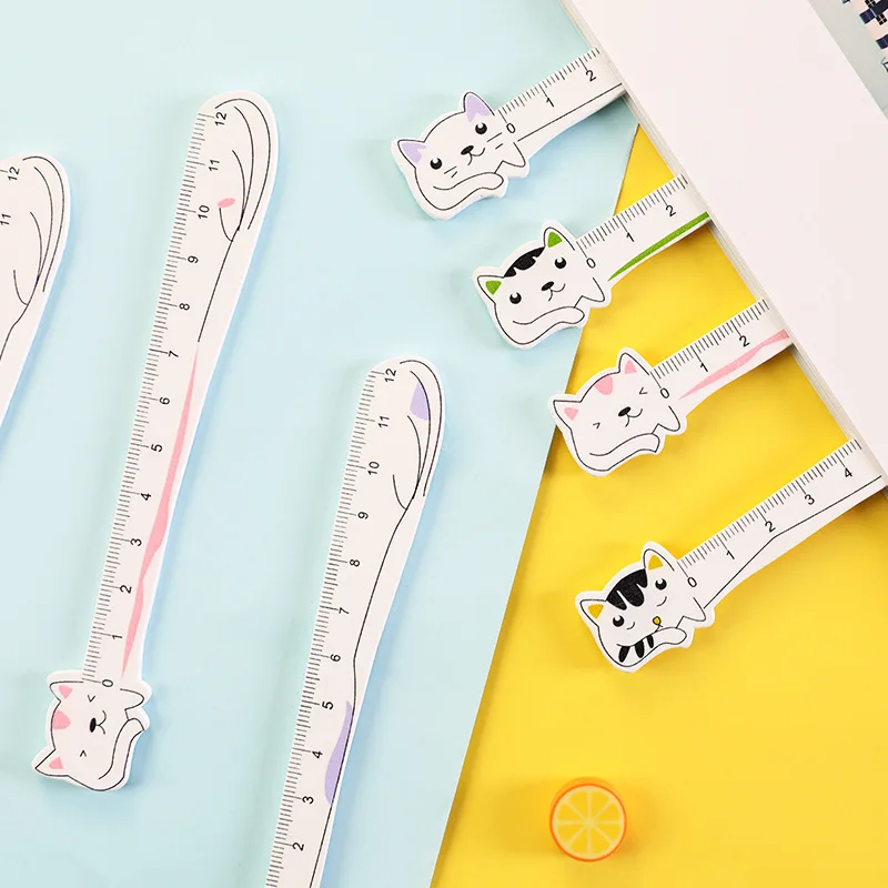 

Creative Cartoon Cat Wooden Ruler Painting Measuring Straight Ruler Tool Promotional Gift Stationery