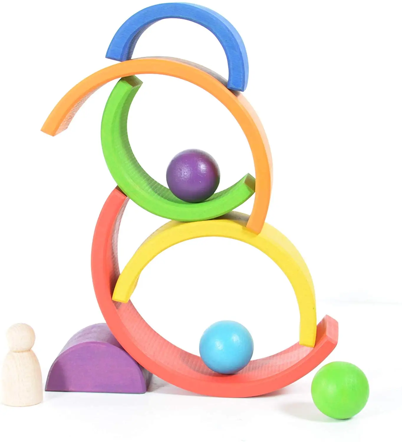 

6-Piece Rainbow Stacker - Nesting Wooden Blocks, Elements of Nature