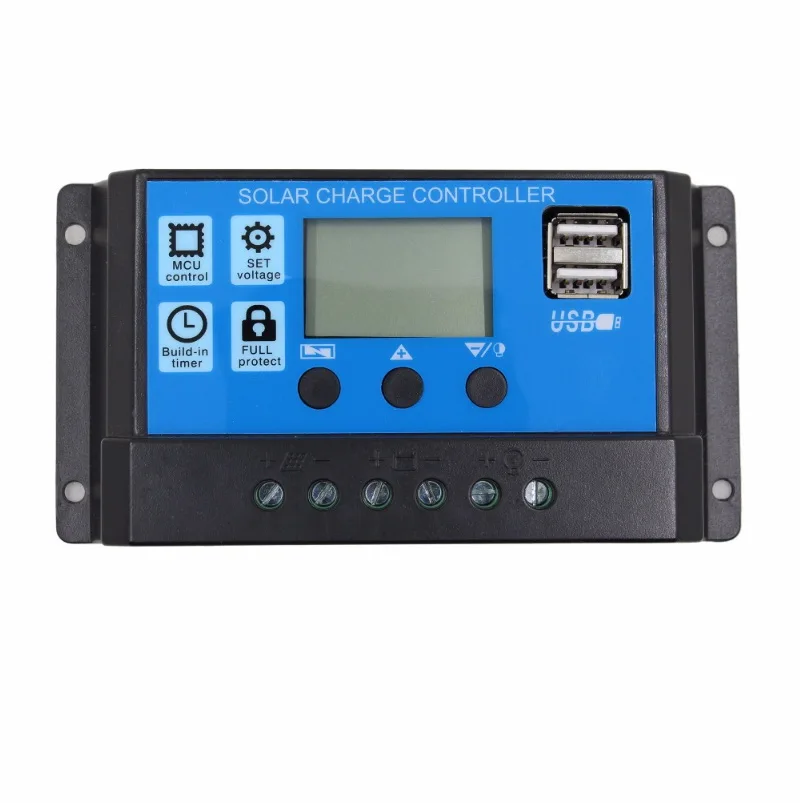 PWM 10A 20A 30A Контроллер заряда солнечной батареи 24 в 12 В автоматический коллекторный