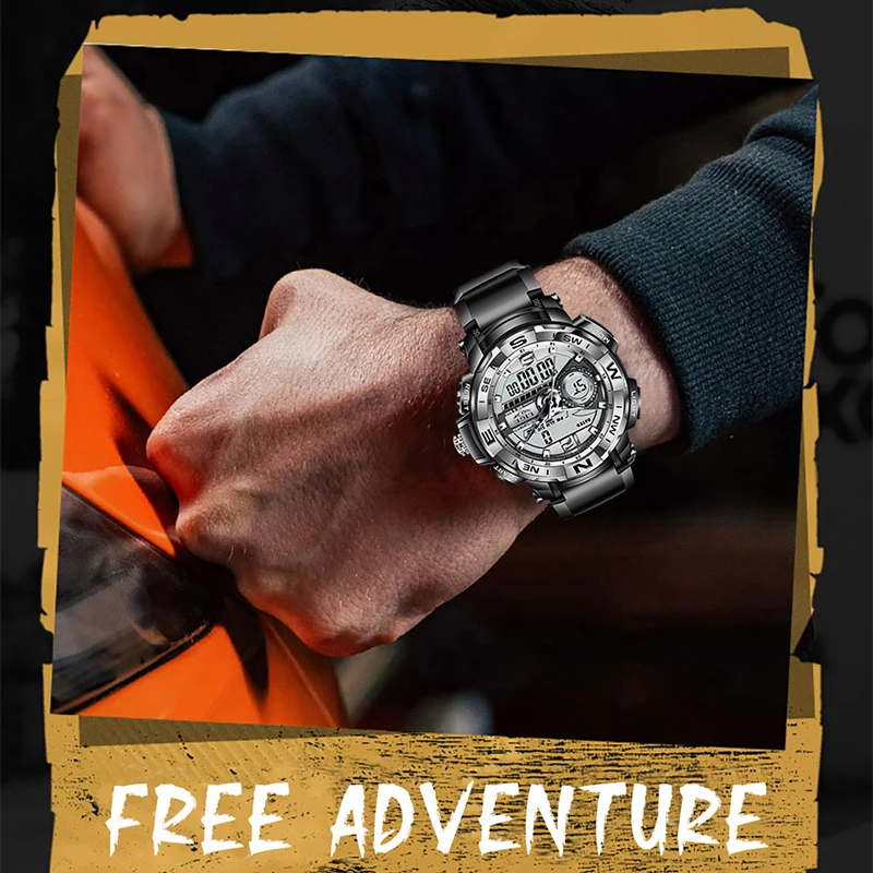 

LIGE 2021 Men Watch Top Brand Luxury Fashion Dual Display Wristwatch Analog Digital Sports Waterproof Clock Relogio Masculino