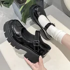 Туфли Лолиты на платформе женские кожаные туфли-лодочки студенческие Туфли с круглым носком на высоком каблуке Туфли Мэри Джейн в японском стиле Студенческая обувь колледжа 2021